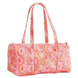 Vtg Vera Bradley Sherbet Small Original Duffel Bag Quilted Cotton Pink Retired